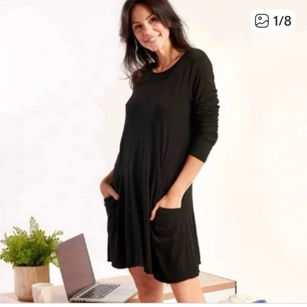 Betabrand Black Luxe Silk Blend Sweatshirt Travel Dress Womans sz XL